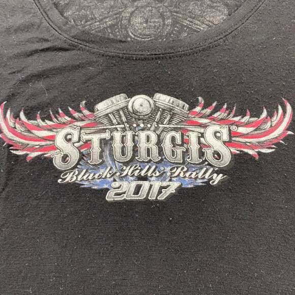 Sturgis Black Hills Rally Women Biker Shirt Medium M Black T-Shirt Lightweight - Picture 2 of 8
